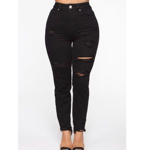 Black Ripped mom jeans